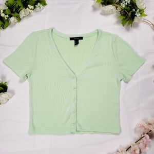 F21 Heart Button Crop Top